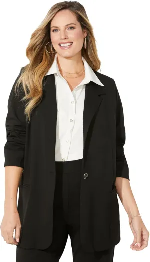 Catherines Women's Plus Size Liz&Me Ponte Knit Blazer