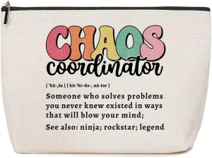Chaos Coordinator Makeup Bag - Employee Appreciation, Office, Boss Lady Gifts for Women, Coworker, Manager - Boss Day, Birthday, Christian Thank You - Cosmetic Bag