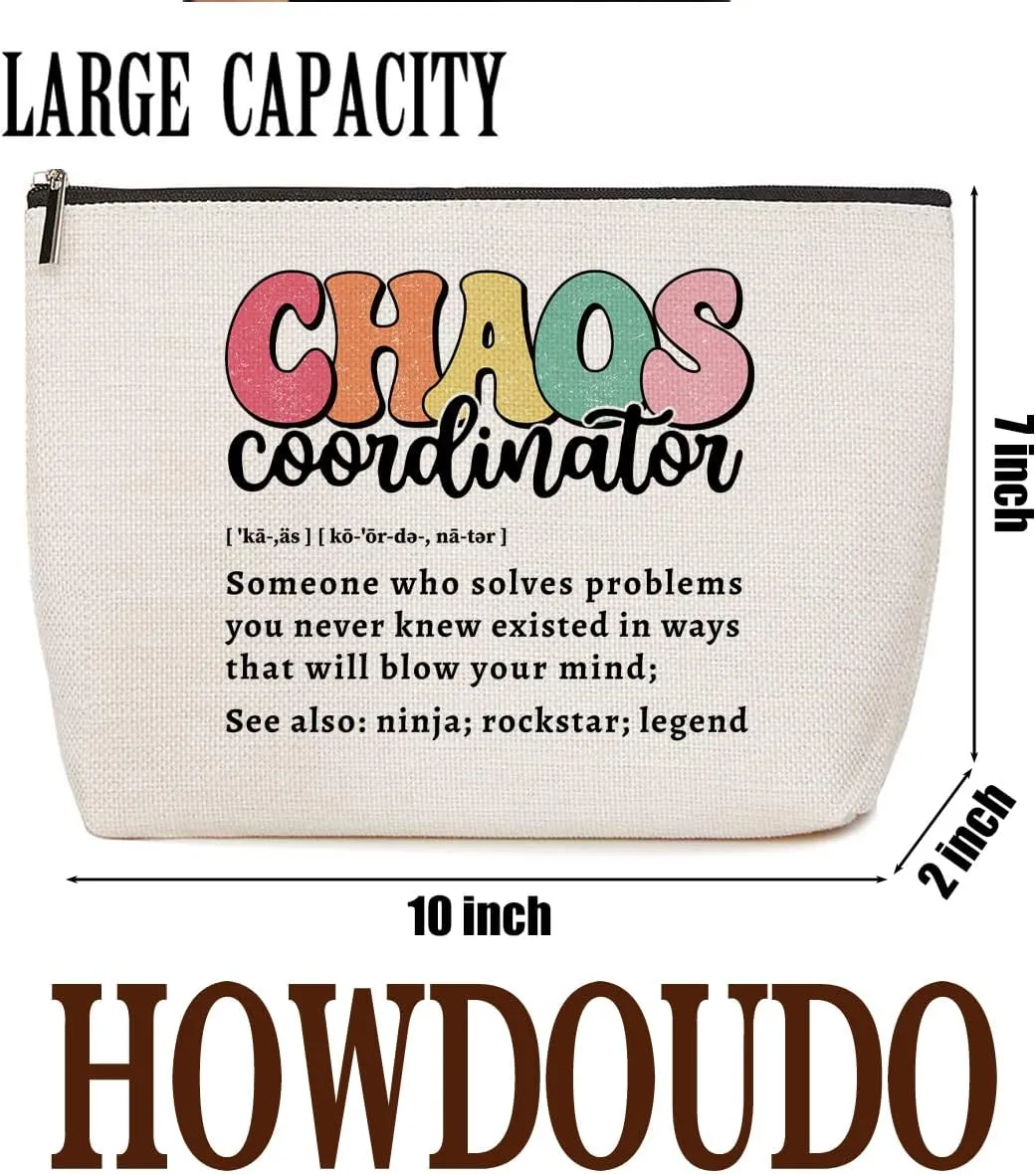 Chaos Coordinator Makeup Bag - Employee Appreciation, Office, Boss Lady Gifts for Women, Coworker, Manager - Boss Day, Birthday, Christian Thank You - Cosmetic Bag