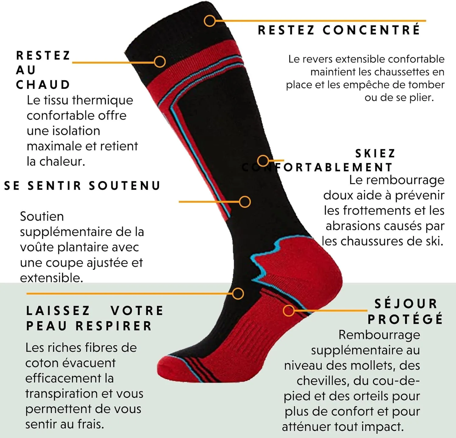 Chaussettes de Ski Thermiques (Lot de 4) pour Hommes et Femmes - Fitnessterapy