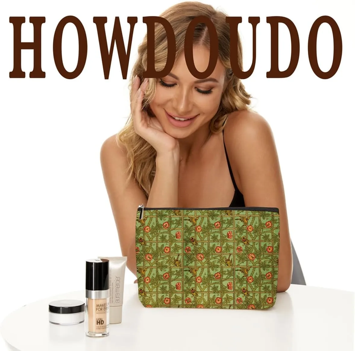 Classic Flower Bird Botanical Floral Makeup Bag Skincare Bag Travel Toiletry Bag Makeup Pouch Cosmetic Bag Birthday Christmas Thank You Friendship Gifts for Women Aunt Girls Mom Friends Grandma Sister