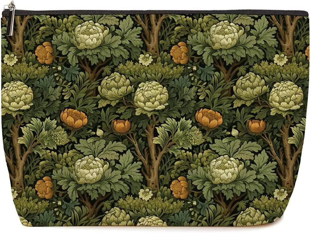 Classic Flower Botanical Floral Makeup Bag Skincare Bag Travel Toiletry Bag Makeup Pouch Cosmetic Bag Birthday Christmas Thank You Friendship Gifts for Women Aunt Girls Teacher Bestie Sister Grandma