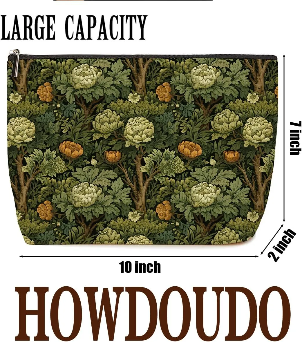Classic Flower Botanical Floral Makeup Bag Skincare Bag Travel Toiletry Bag Makeup Pouch Cosmetic Bag Birthday Christmas Thank You Friendship Gifts for Women Aunt Girls Teacher Bestie Sister Grandma