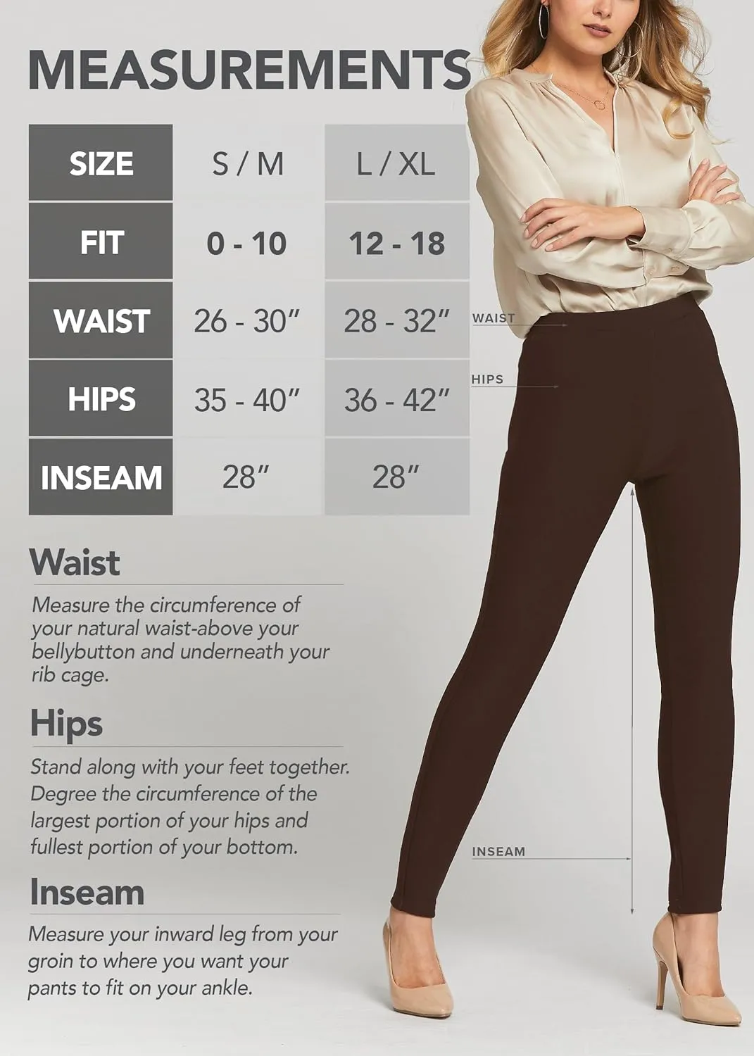 Conceited Stretch Ponte Pants for Women - Dressy Leggings - High Waist Shaping Butt Lifting
