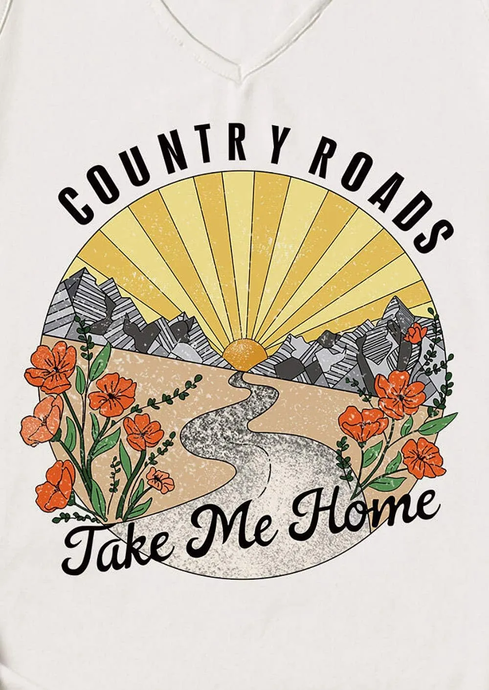 Country Roads Take Me Home Floral Tank Top for Women Hiking Mountain Sleeveless T Shirt Tees Camping Vest