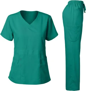 Dagacci Medical Uniform Natural Stretch Premium Women's Scrubs Set Stretch Ultra Soft Top and Pants