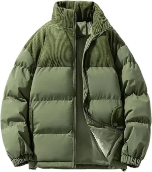 Dcvmvmn Men's Winter Cotton-Padded Thick Warm Coat Mens Casual Windproof Stand Collar Jacket