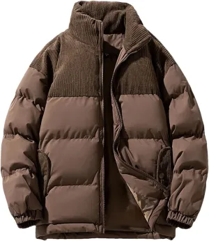 Dcvmvmn Men's Winter Cotton-Padded Thick Warm Coat Mens Casual Windproof Stand Collar Jacket