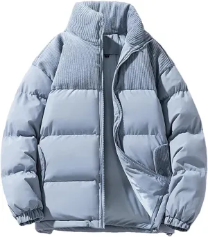 Dcvmvmn Men's Winter Cotton-Padded Thick Warm Coat Mens Casual Windproof Stand Collar Jacket