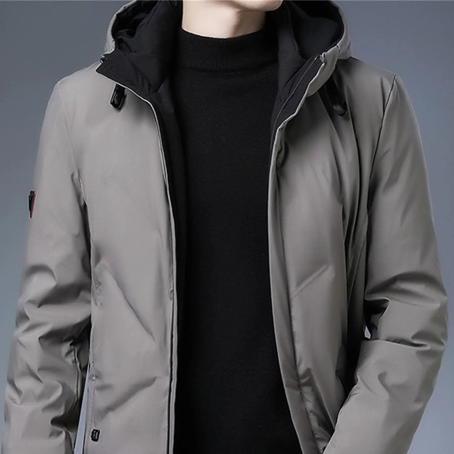DGHM-JLMY Mens Water-Repellent Windproof Thicken Parkas Long Hooded Padded Puffer Jacket Casual Fashion Cotton Coat