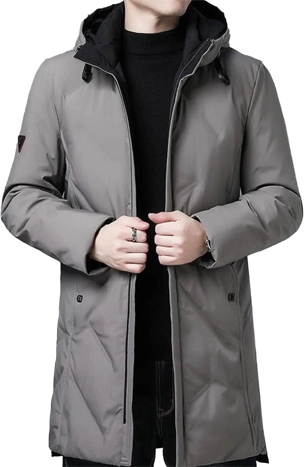 DGHM-JLMY Mens Water-Repellent Windproof Thicken Parkas Long Hooded Padded Puffer Jacket Casual Fashion Cotton Coat