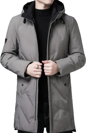 DGHM-JLMY Mens Water-Repellent Windproof Thicken Parkas Long Hooded Padded Puffer Jacket Casual Fashion Cotton Coat