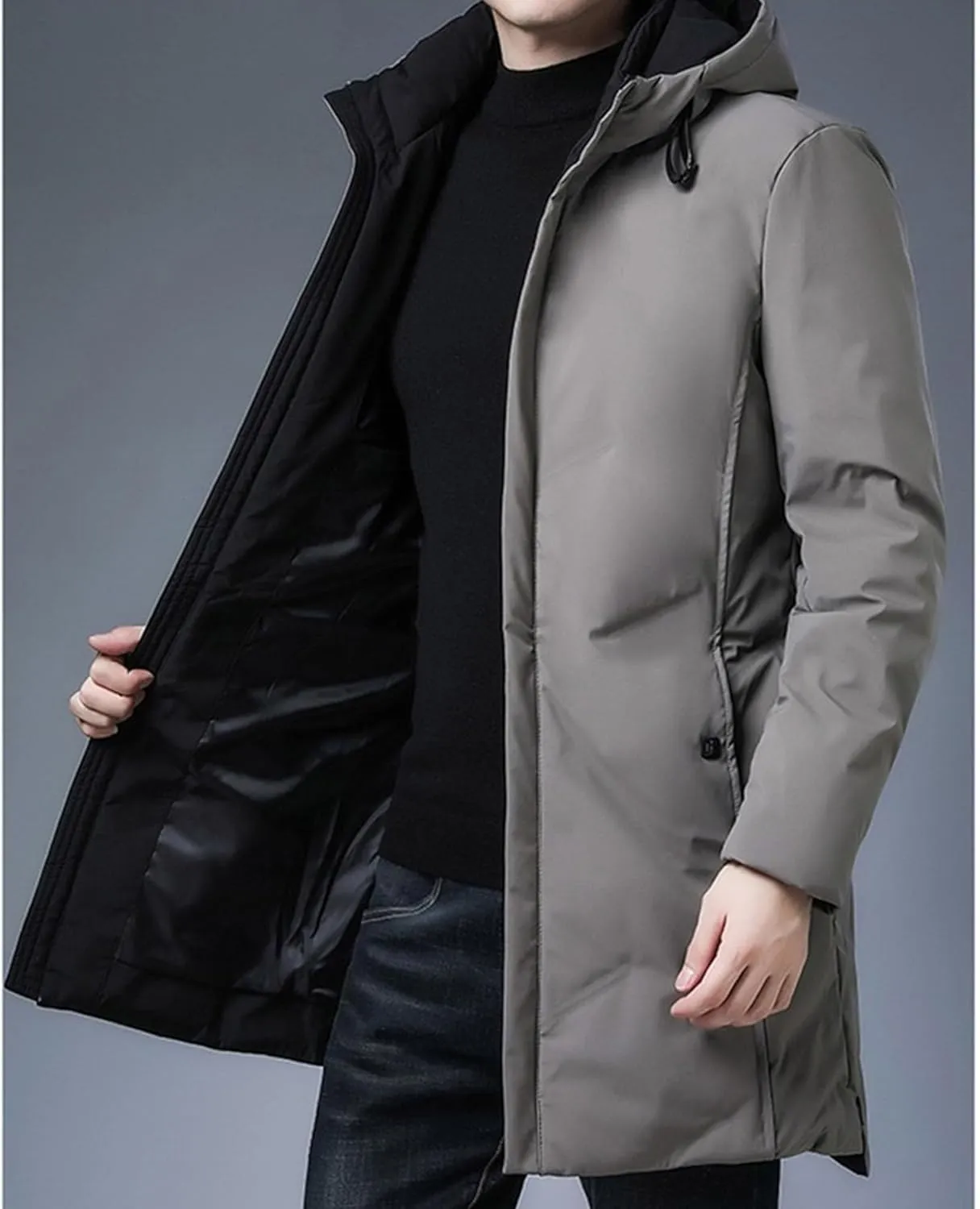DGHM-JLMY Mens Water-Repellent Windproof Thicken Parkas Long Hooded Padded Puffer Jacket Casual Fashion Cotton Coat