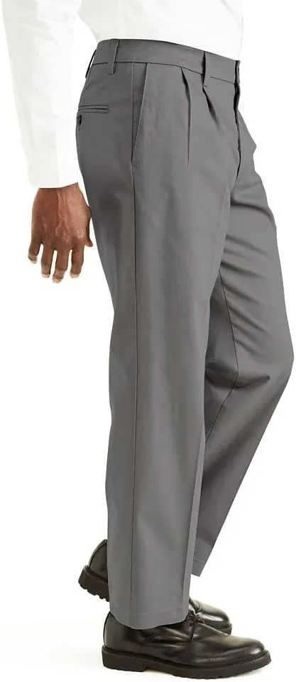 Dockers Men's Classic Fit Signature Lux Cotton Pleated Stretch Pants (Regular and Big & Tall)