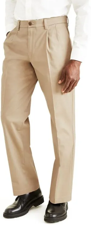Dockers Men's Classic Fit Signature Lux Cotton Pleated Stretch Pants (Regular and Big & Tall)