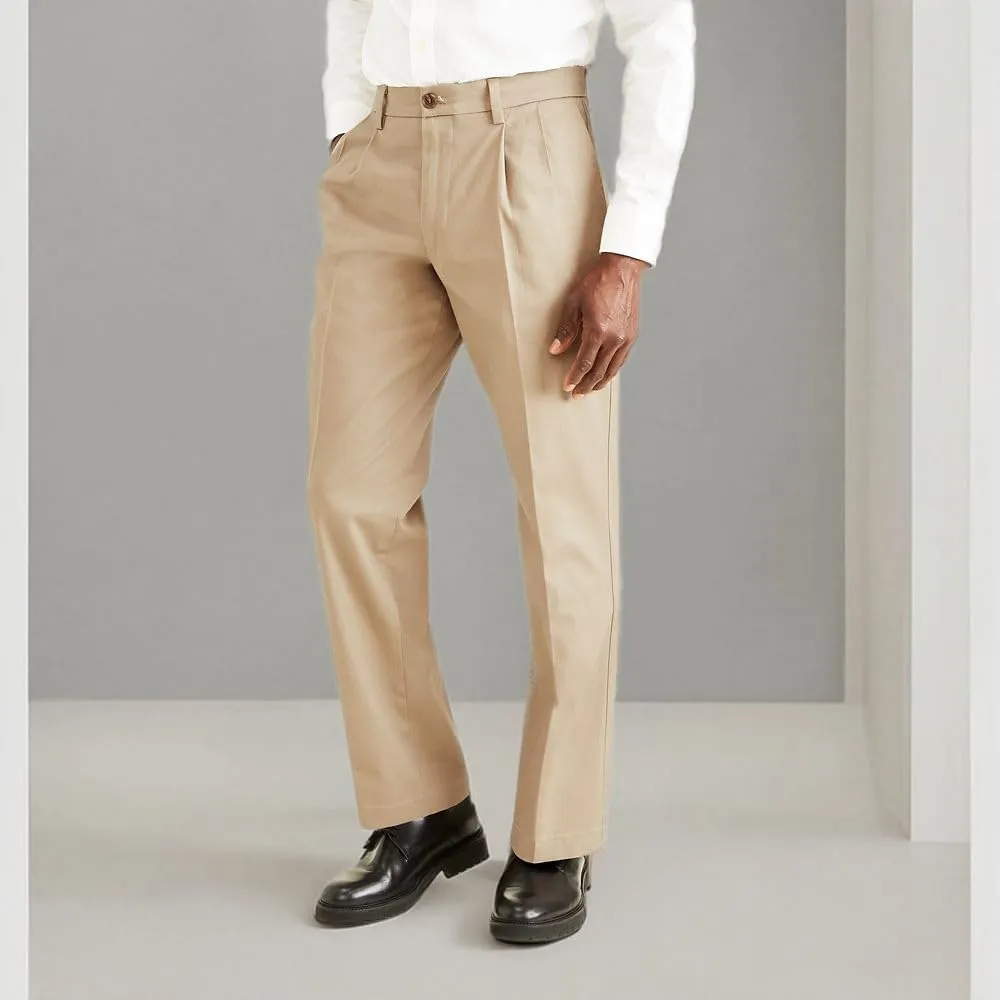 Dockers Men's Classic Fit Signature Lux Cotton Pleated Stretch Pants (Regular and Big & Tall)