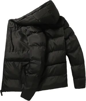Down Coat, Men Down Coat Solid Color Padded Windproof All Match Winter Jackets for Daily Wear