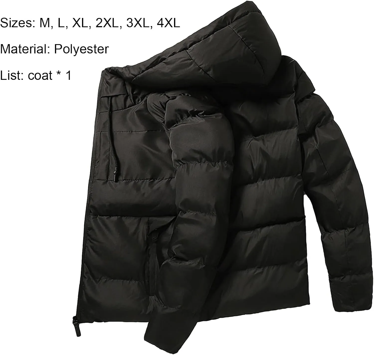 Down Coat, Men Down Coat Solid Color Padded Windproof All Match Winter Jackets for Daily Wear