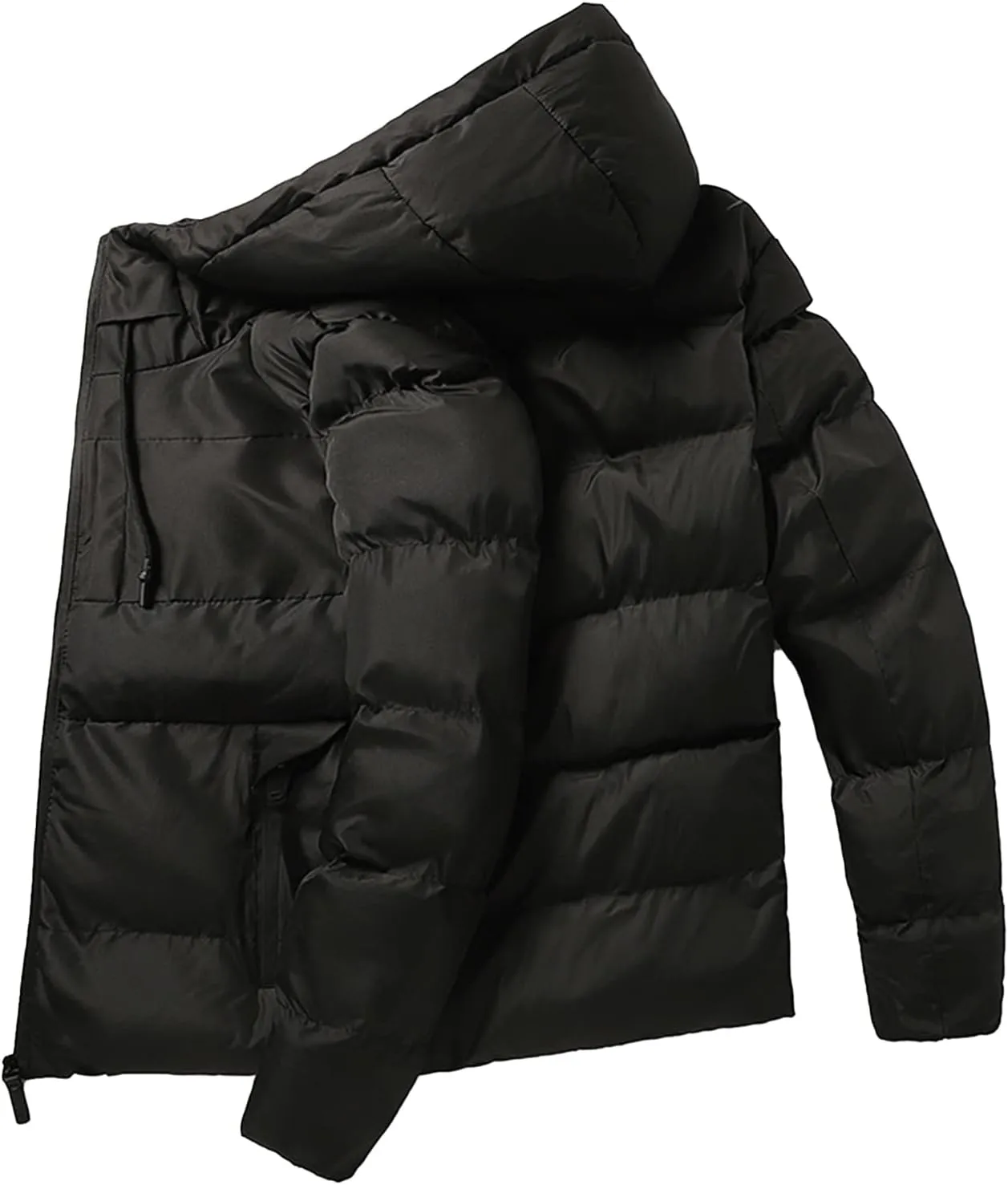 Down Coat, Men Down Coat Solid Color Padded Windproof All Match Winter Jackets for Daily Wear