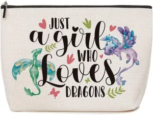 Dragon Gifts for Girls Dragon Gifts for Dragon Lover Dragon Makeup Bag Christmas Graduation Birthday Gifts for Woman Her Daughter Friend Sister Animal Lovers Just A Girl Who Loves Dragons