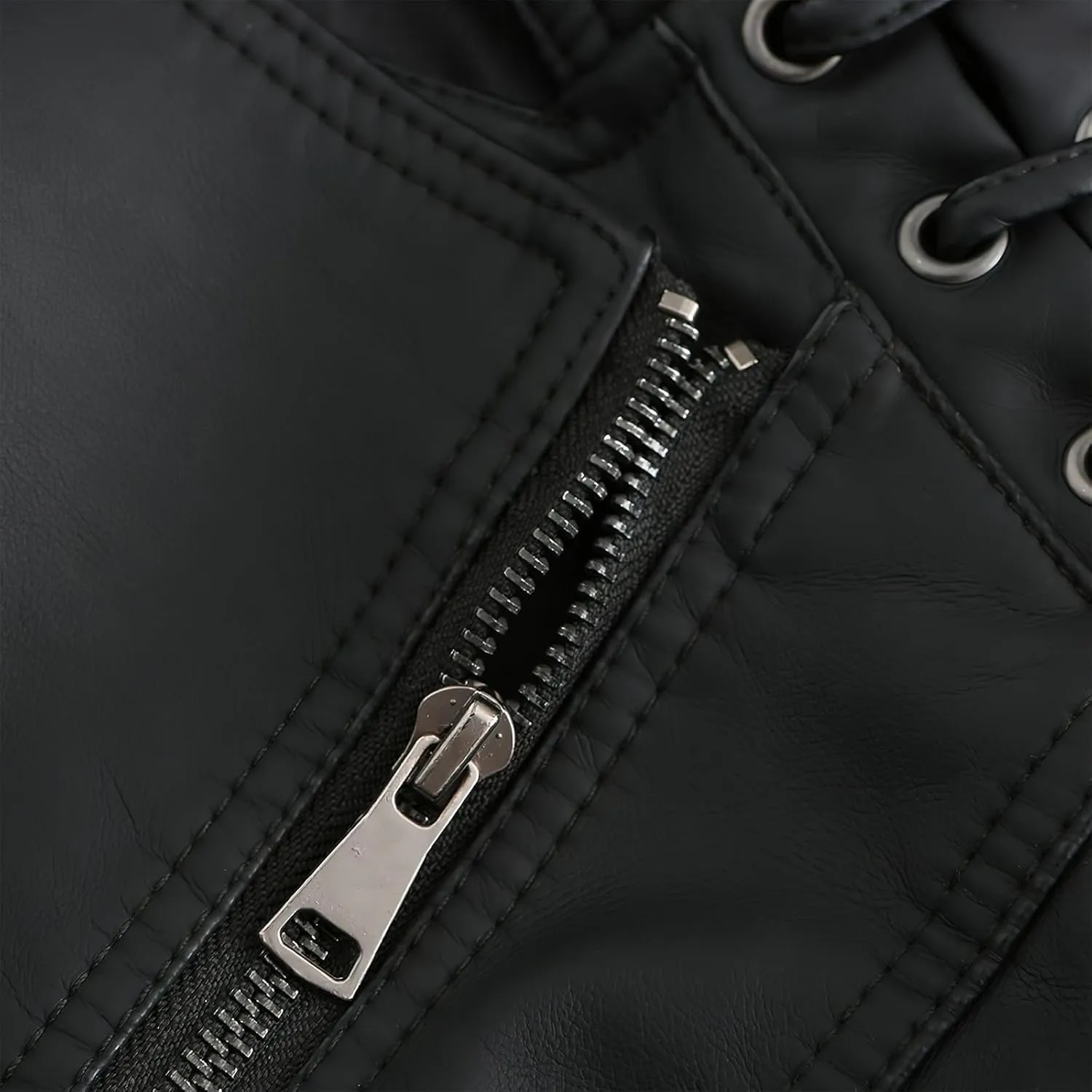 ebossy Women's Faux Leather Zipper Up Long Sleeve Slim Cropped Motorcycle Jacket Outwear