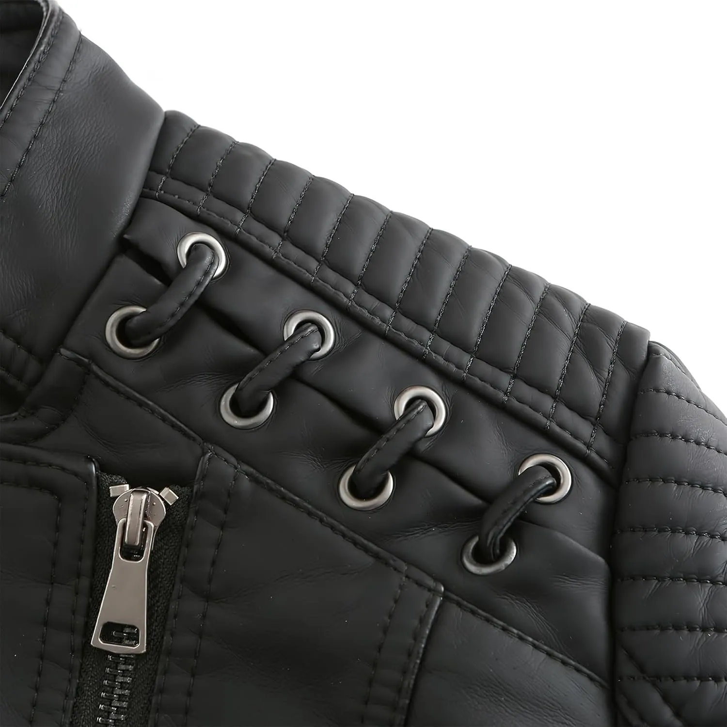 ebossy Women's Faux Leather Zipper Up Long Sleeve Slim Cropped Motorcycle Jacket Outwear