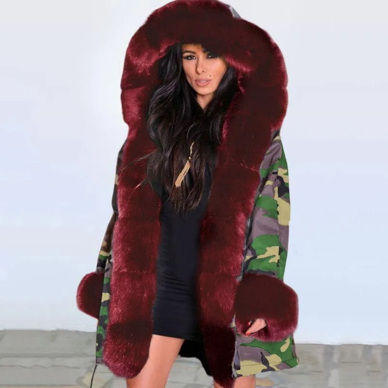 Electric Army Green Faux Fur Chubby Faux Fur Coats