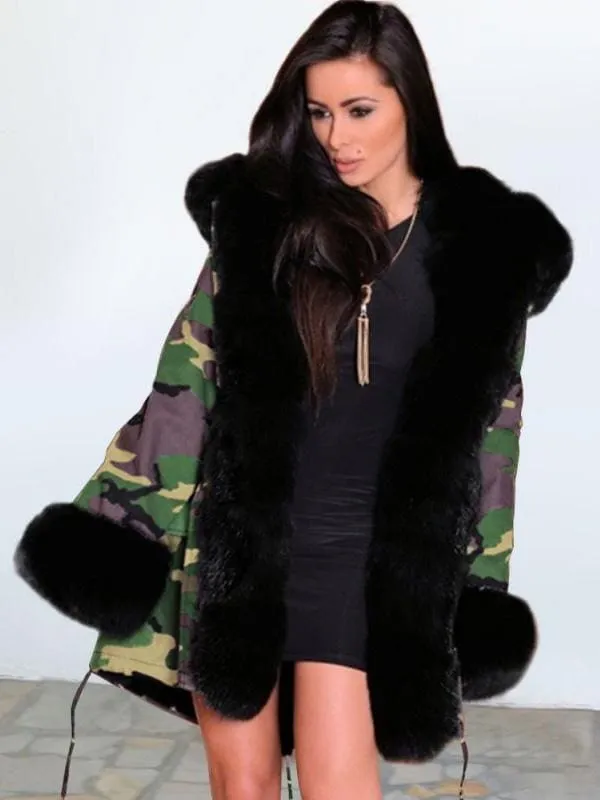 Electric Army Green Faux Fur Chubby Faux Fur Coats