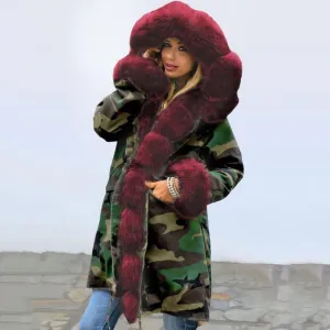 Electric Army Green Faux Fur Chubby Faux Fur Coats