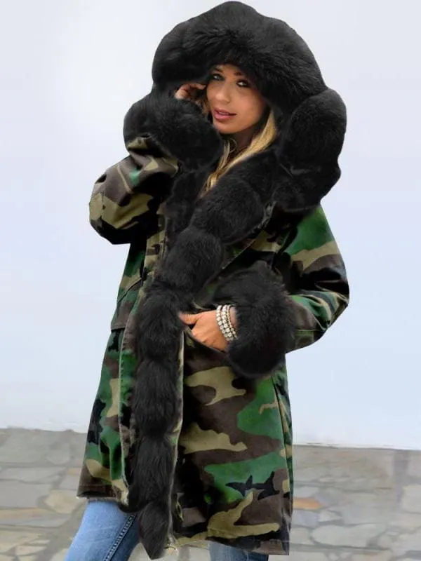 Electric Army Green Faux Fur Chubby Faux Fur Coats