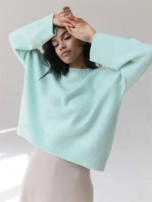 Fashionkova Autumn Winter Knit Women Sweater Top Long Batwing Sleeve O-Neck Loose Thick Solid Pullovers High Quality Casual Women Sweater