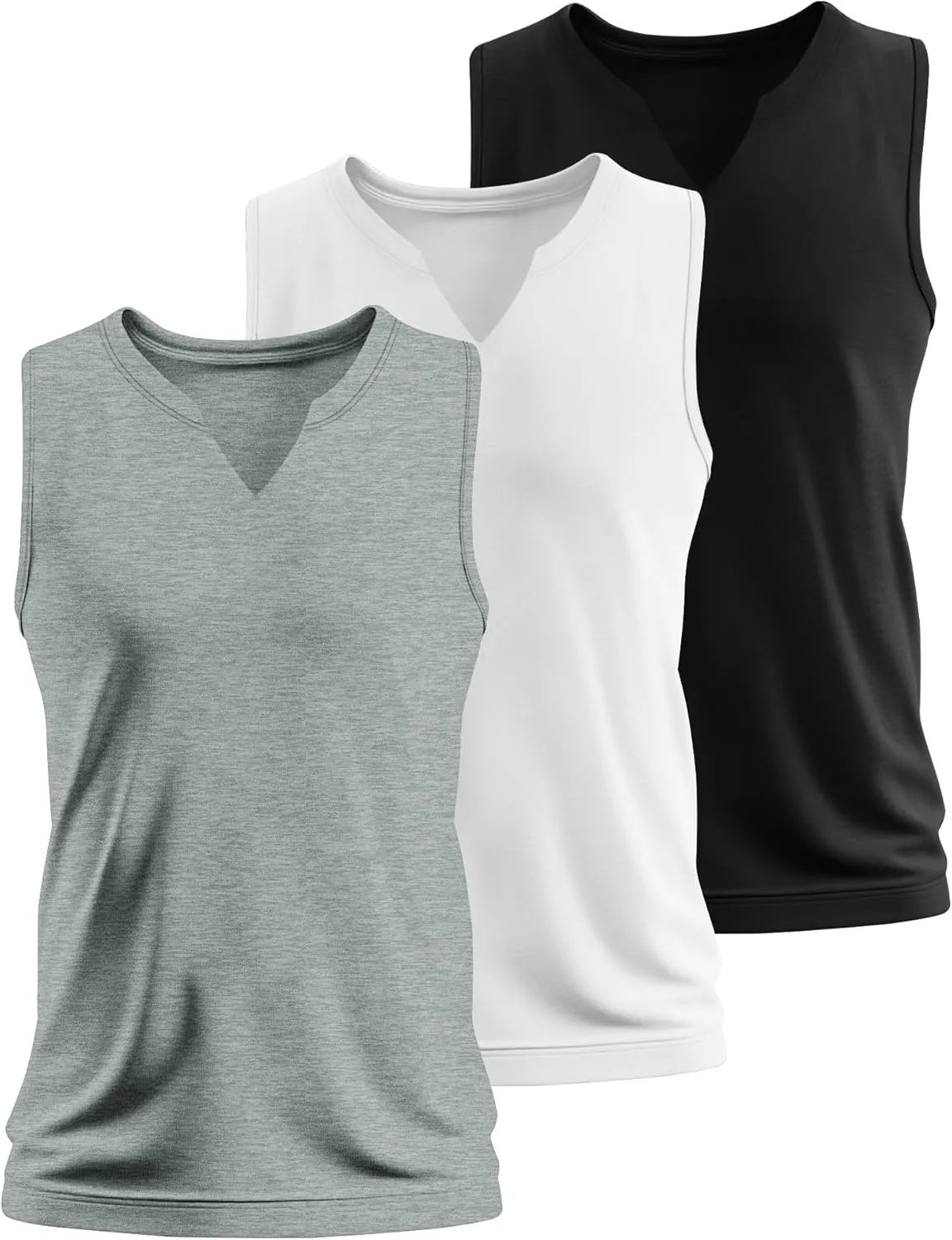 Ficerd 3 Pack Men's Big and Tall Muscle Tank Tops Cotton V Neck Sleeveless Shirts Plus Size Summer Casual Lightweight Tees