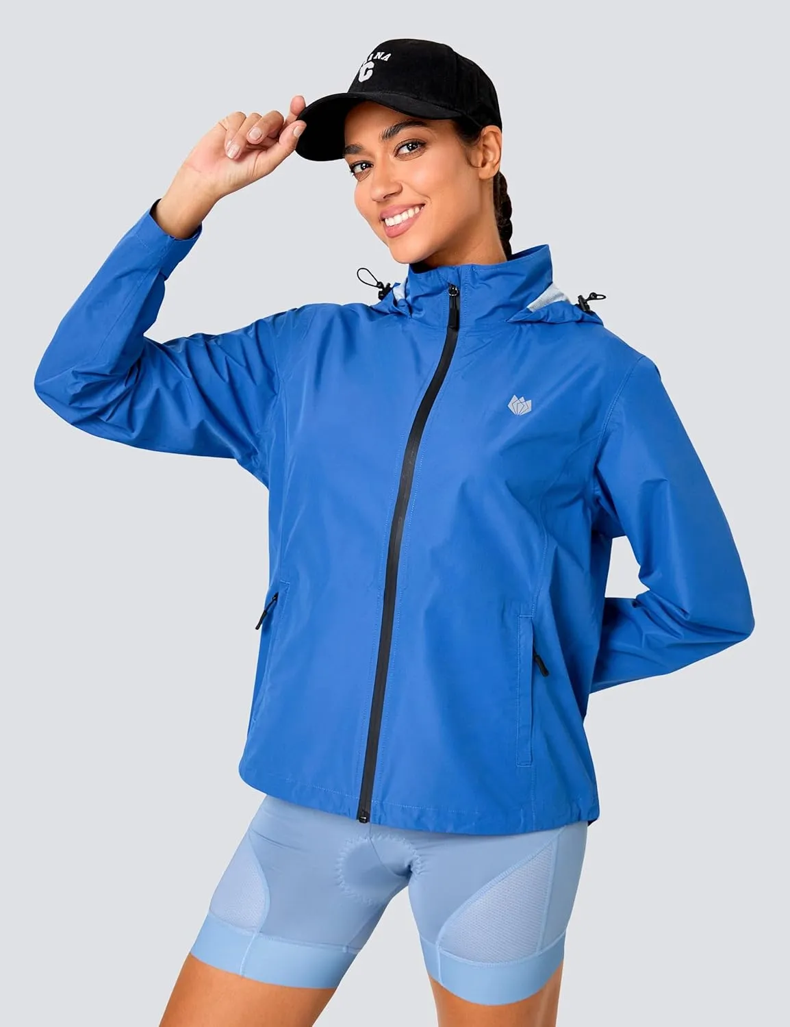 FitsT4 Sports Womens Rain Jacket Lightweight Waterproof Windbreaker Packable Running Reflective Cycling Jackets with Hood