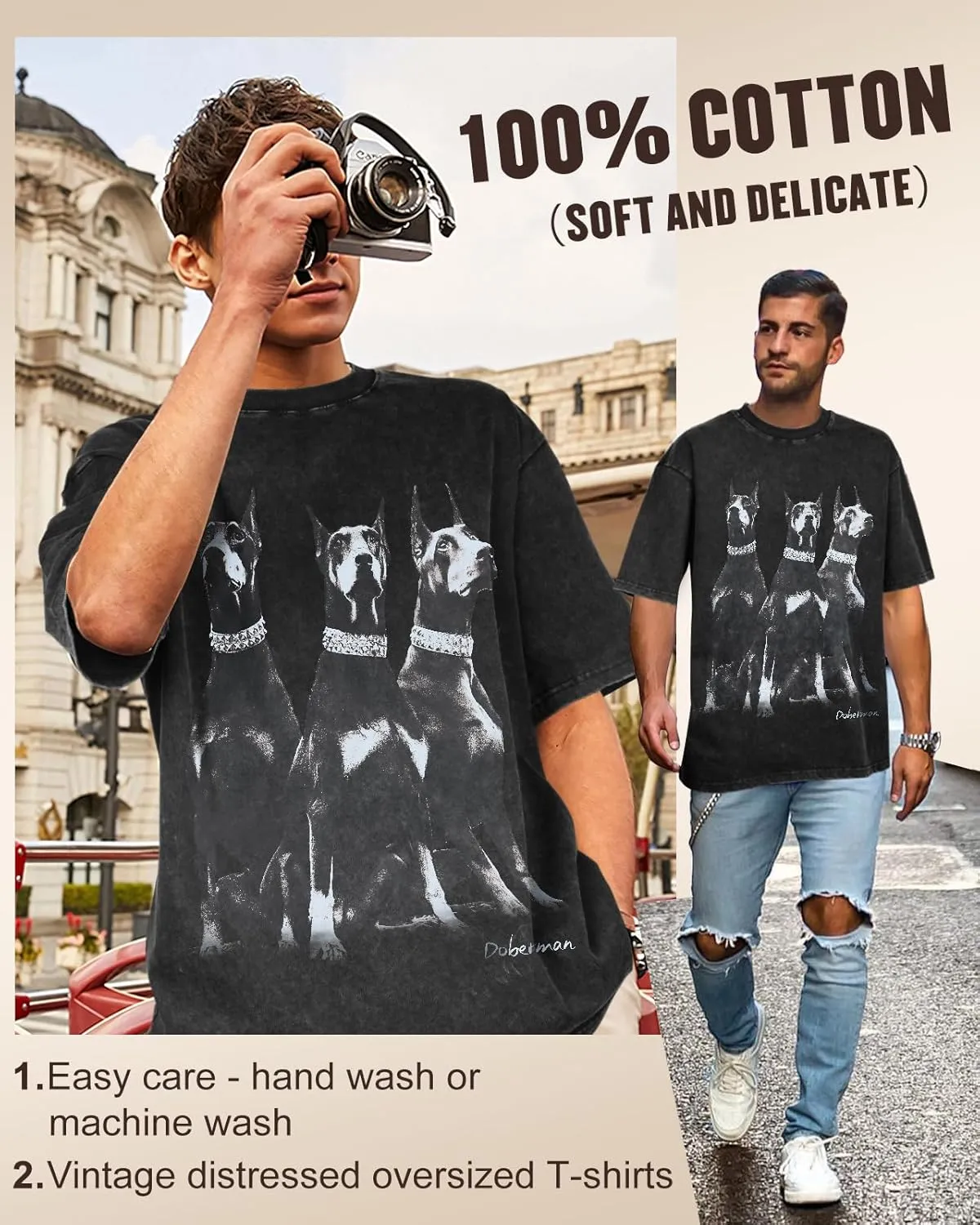 Flafens Oversized Tshirts for Men - Graphic T Shirt Tees Crewneck Short Sleeve Loose Top Over Sized Pattern Print Tops