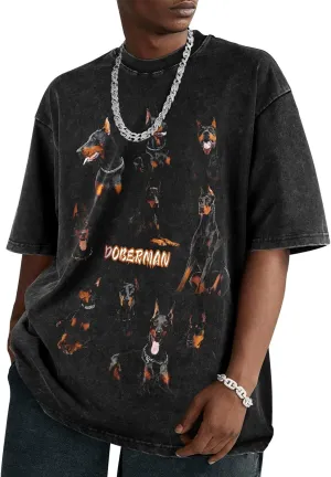 Flafens Oversized Tshirts for Men - Graphic T Shirt Tees Crewneck Short Sleeve Loose Top Over Sized Pattern Print Tops