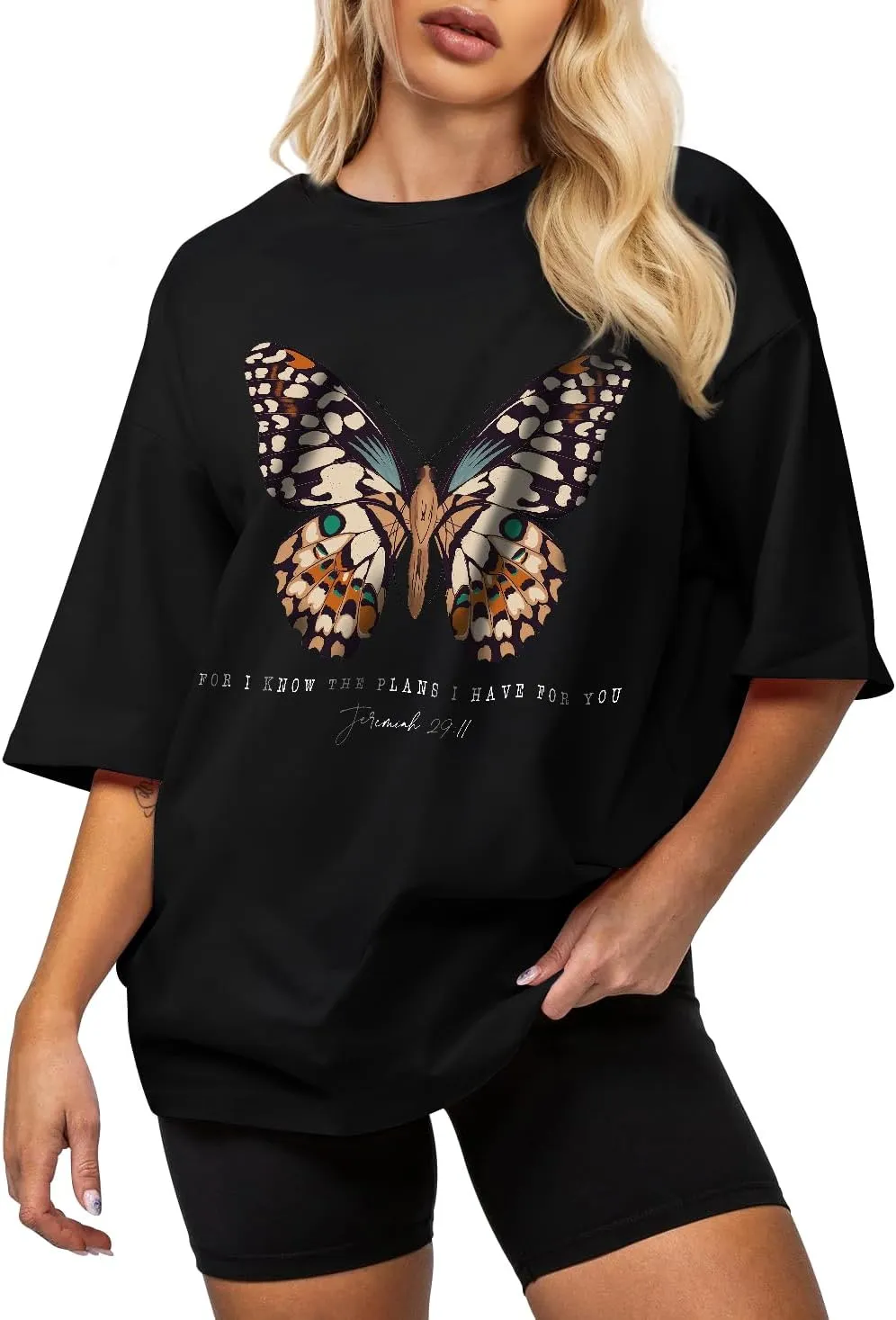 Flafens Oversized Tshirts for Women - Graphic T Shirt Loose Tees Crewneck Sleeve Top Cute Fashion Summer Pattern Print Tops