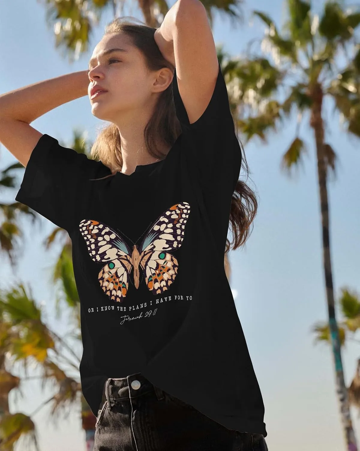 Flafens Oversized Tshirts for Women - Graphic T Shirt Loose Tees Crewneck Sleeve Top Cute Fashion Summer Pattern Print Tops