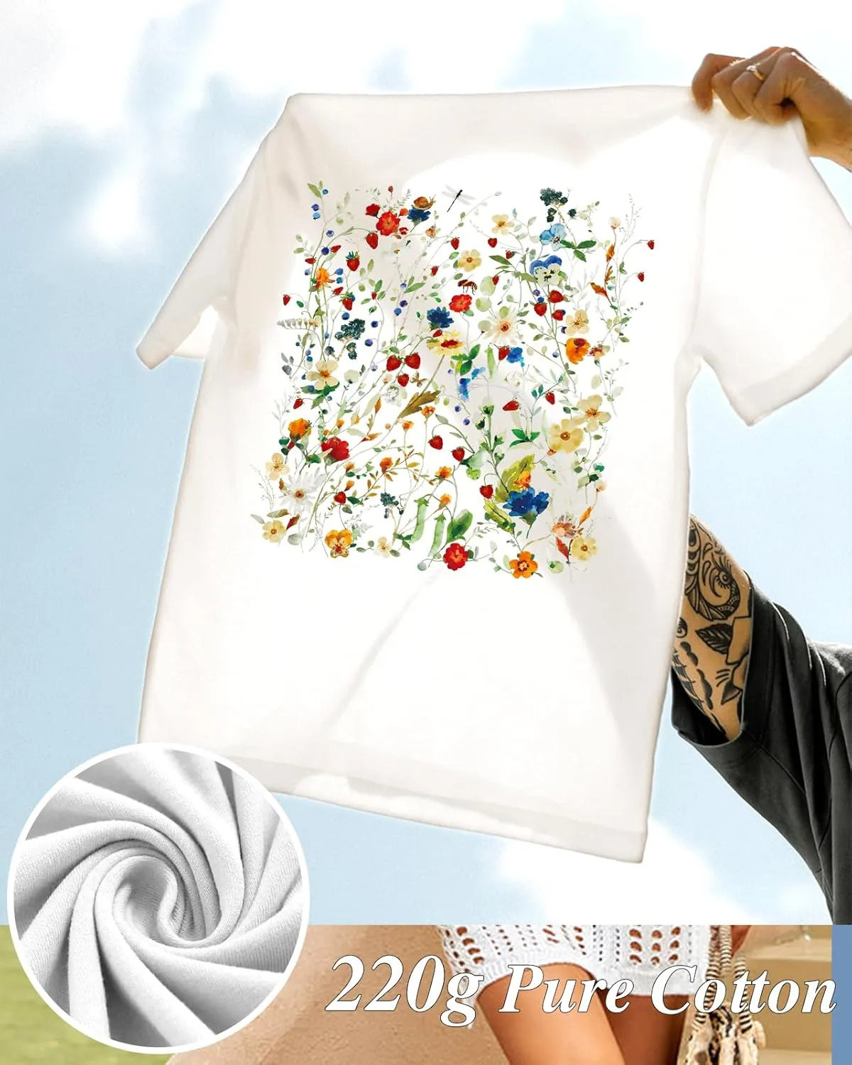 Flafens Oversized Tshirts for Women - Graphic T Shirt Loose Tees Crewneck Sleeve Top Cute Fashion Summer Pattern Print Tops