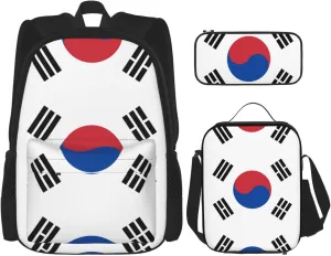 Flag of Republic of Korea Large capacity durable school bag   pencil case   lunch bag, accompany your children to study happily every day