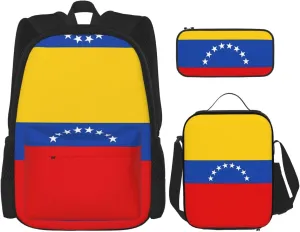 Flag of Venezuela Large capacity durable school bag   pencil case   lunch bag, accompany your children to study happily every day