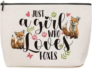 Fox Gifts for Women Just A Girl Who Loves Foxes Makeup Bag Fox Decor Animal Gift for Women Fox Lovers Birthday Christmas Graduation Friendship Gifts for Her Female
