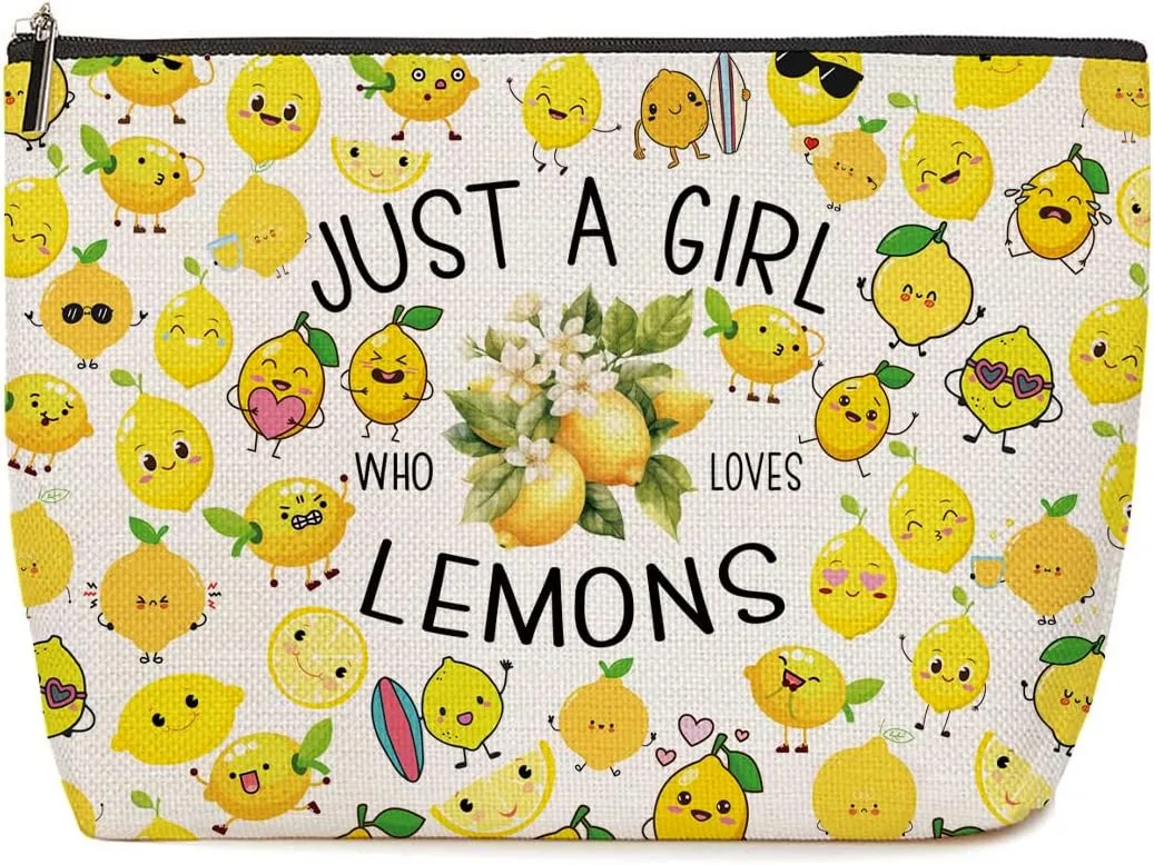 Funny Lemon Themed Makeup Bag - Nurse Day Graduation Birthday Gift for Women, Her, Female Teen Girls, Sister, Niece, Best Friend, Daughter, Cousin, BFF - Fruit Lover Gifts