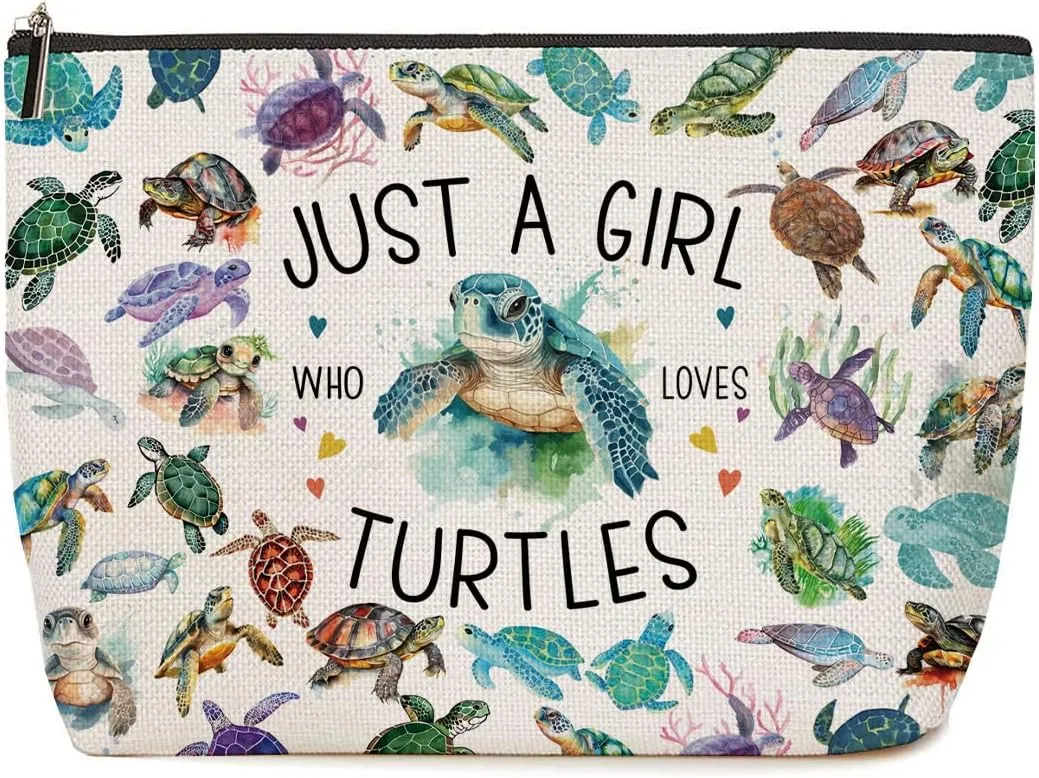 Funny Sea Turtle Gifts For Women Sea Turtle Makeup Bag Animal Lover Gifts Nurse Day Graduation Birthday Gifts for Female Teen Girls Sea Turtle Lovers Sister Niece Best Friend Daughter Niece Cousin