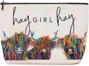 Funny Western Makeup Bag Western Accessories for Women Vintage Cow Print Stuff Cows Gifts Cow Western Stuff for Female Coworker Sister Daughter Niece Aunt Cow Lovers Birthday Graduation Christmas