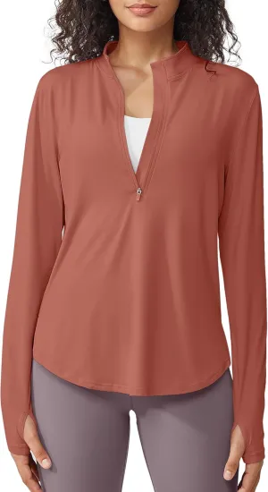 G4Free Womens UPF 50  Sun Shirts Lightweight Quick Dry Long Sleeve Workout Tops Lightweight Running Pullover