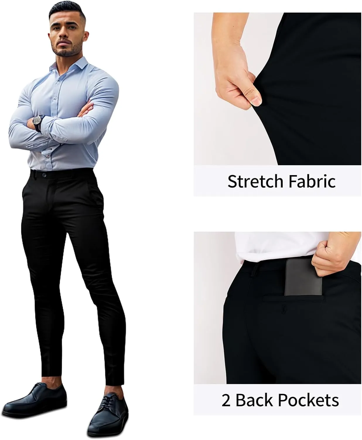 GINGTTO Mens Dress Pants Slim Fit Stretch Formal Pants for Men