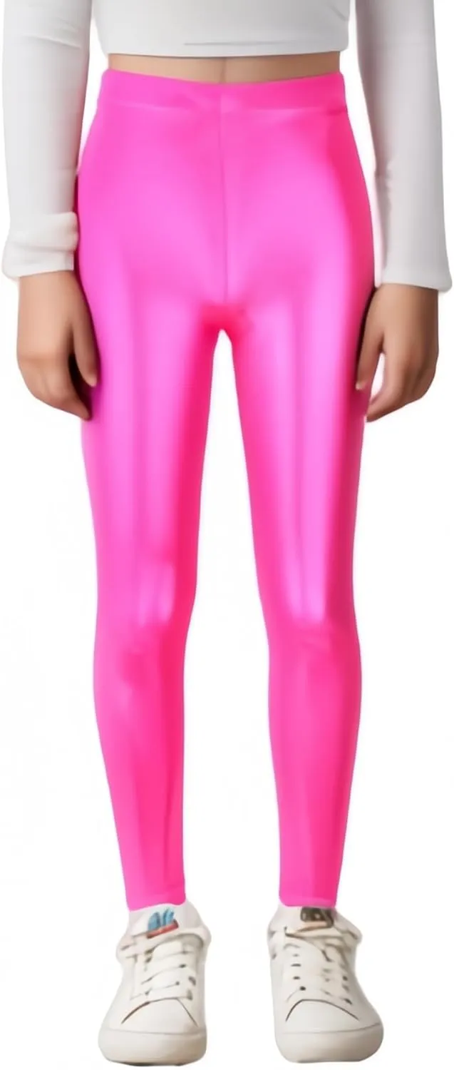Girls Faux Leather Pants Stretch Leggings Tights Kids Pants
