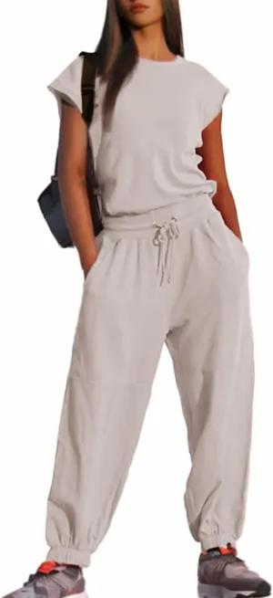 Glamaker Women's Casual Sleeveless One Piece Jumpsuits Loose Open Back Workout Onesie Summer Outfits