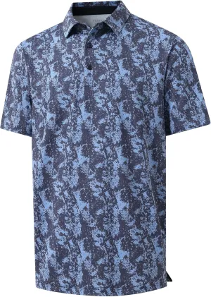 Golf Polo Shirts for Men - Print Moisture Wicking Quick Dry Short Sleeve Collared Polo Shirts for Golf Tennis Wear