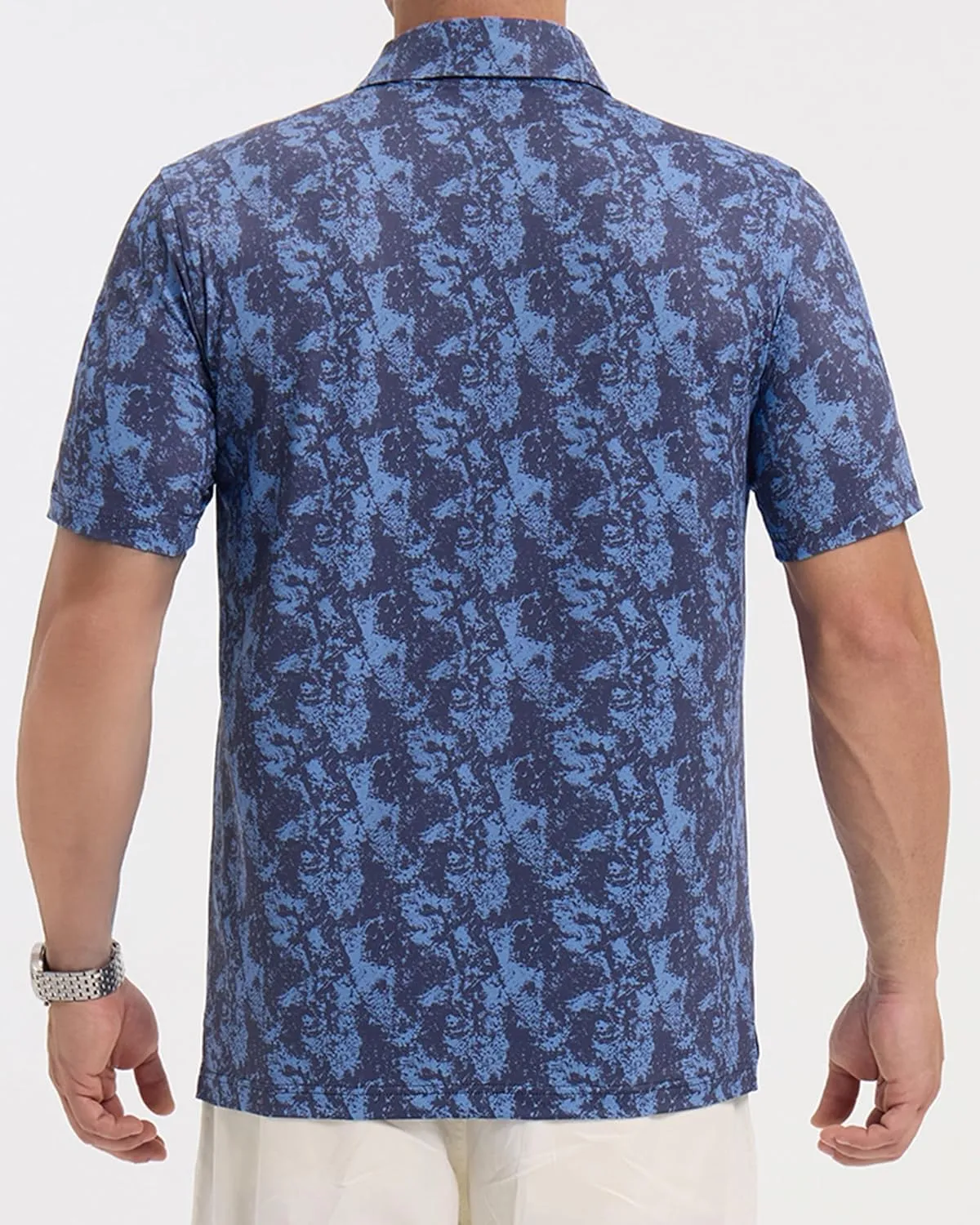 Golf Polo Shirts for Men - Print Moisture Wicking Quick Dry Short Sleeve Collared Polo Shirts for Golf Tennis Wear